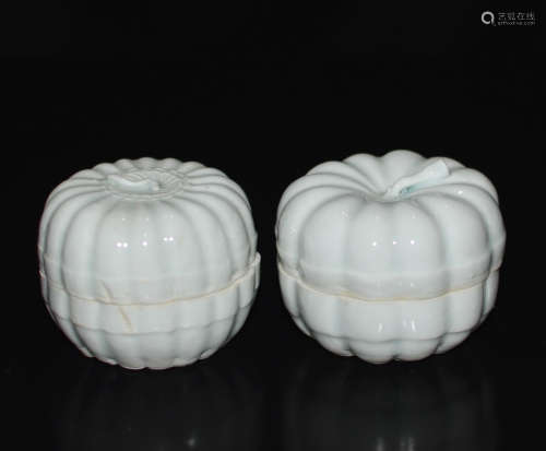 Pair Of Chinese Ying Qing Porcelain Box