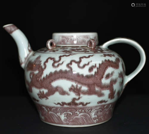 Chinese Copper Red Glaze Porcelain Pot