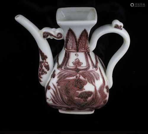 Chinese Copper Red Glaze Porcelain Ewer