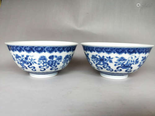 Pair Of Chinese Blue And White Porcelain Bowl