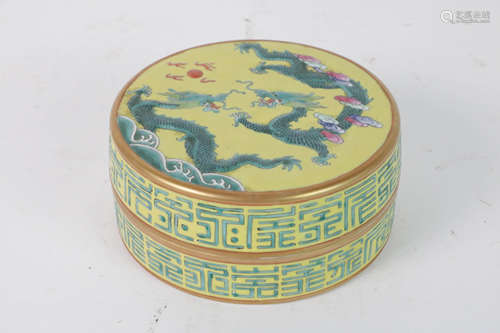 Chinese Porcelain Round Box with Base