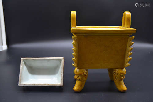 Chinese Yellow Glaze Porcelain Burner