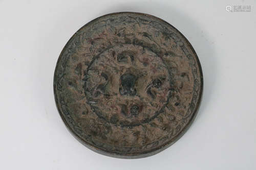 Chinese Bronze Mirror with Beast Design