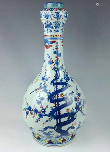 Chinese Blue And White Famille Rose Porcelain Vase