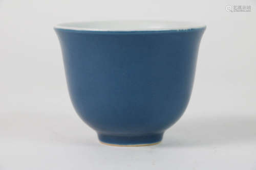 Chinese Blue Glazed Small Porcelain Cup