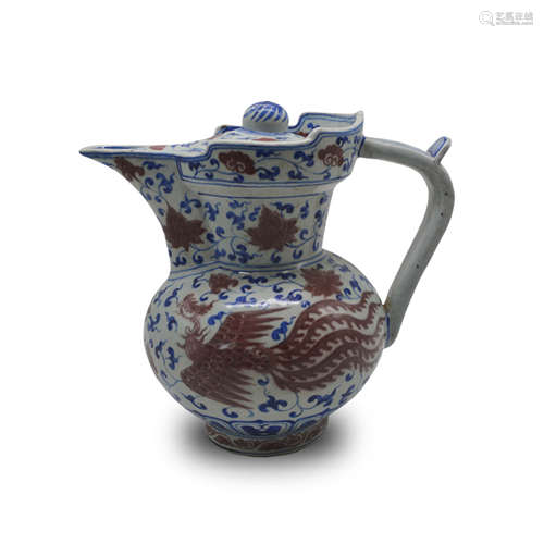 Chinese Blue/White Copper Red Glaze Pot