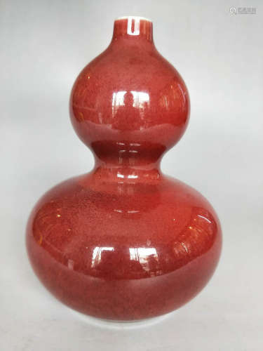 Chinese Red Glaze Porcelain Gourd Vase