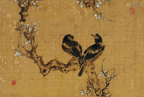 清中期 花鸟 连框 绢本