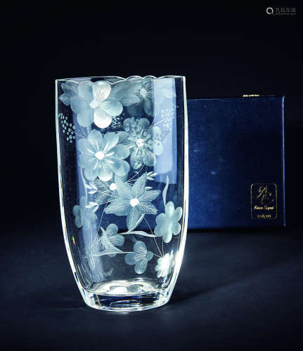 Aderia Crystal 水晶玻璃刻花卉瓶