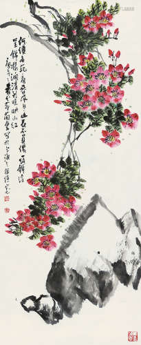 曹简楼（1913～2005） 1990年作 锦绣春风 立轴 设色纸本