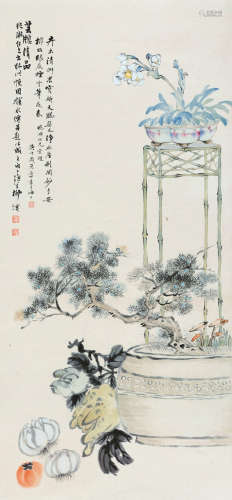 柳滨（1887～1945） 芸窗清品 立轴 设色纸本
