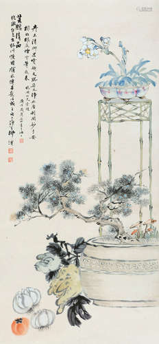 柳滨（1887～1945） 芸窗清品 立轴 设色纸本