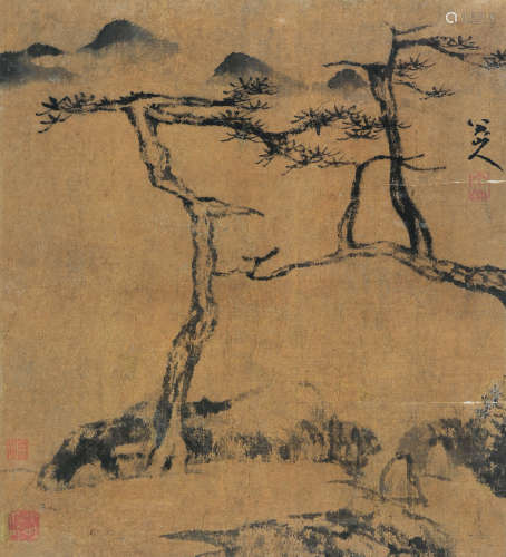 八大山人（1626～1705） 乔柯古木 镜片 水墨纸本