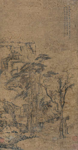 渐江（1610～1663） 1656年作 雨余柳色图 立轴 水墨纸本