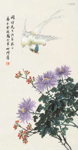 金梦石（1869～1952） 花鸟 立轴 设色纸本