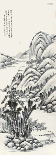何维朴（1842～1922） 1919年作 崇冈曲涧图 立轴 水墨纸本