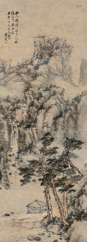 程廉（1851～1896） 幽山独倚 立轴 设色纸本