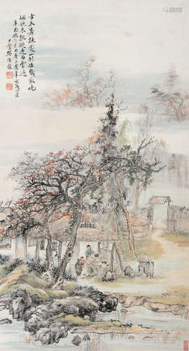 樊浩霖（1885～1962） 1921年作 晚炊图 立轴 设色纸本