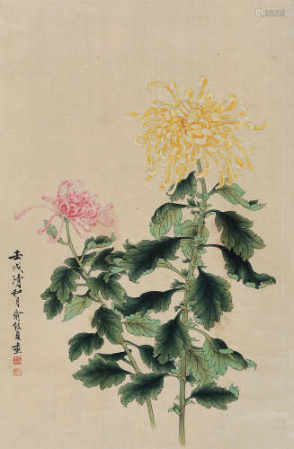 俞致贞（1915～1995） 1982年作 菊香图 立轴 设色绢本