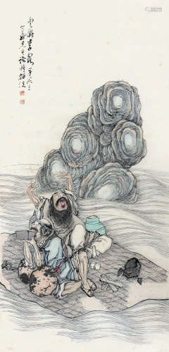 李霞（1871～1938） 八仙人物 立轴 设色纸本