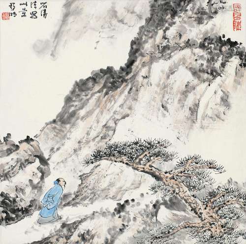 亚明（1924～2002） 观松图 立轴 设色纸本