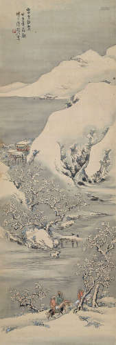 陈树人（1883～1948） 1936年作 雪中访贤 立轴 设色绢本