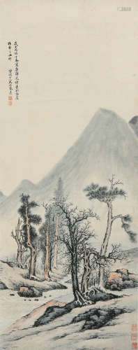 蔡远（清） 1646年作 唐解元诗意图 立轴 设色纸本