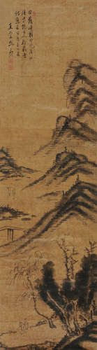 田能村直入（1814～1907） 策杖访友 立轴 水墨绢本