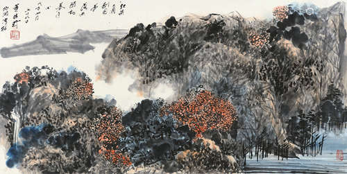 董晴野（b.1926） 2008年作 山水 镜片 设色纸本