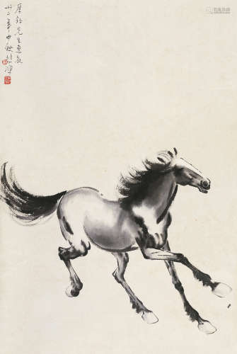 徐悲鸿（1895～1953） 1943年作 奔马图 镜片 水墨纸本