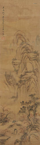 文点（1633～1703） 山水 镜片 水墨绢本