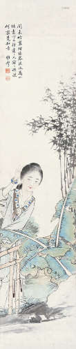 潘振镛（1852～1921） 蕉荫仕女 立轴 设色纸本