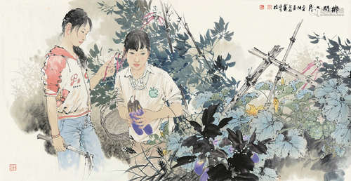 王茂飞（b.1969） 2009年作 乡间六月 镜片 设色纸本