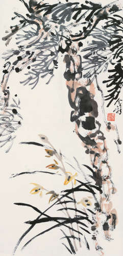 王个簃（1897～1988） 松树图 立轴 设色纸本