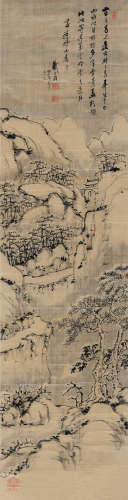 铁翁（1789～1871） 1867年作 山水 立轴 水墨绫本