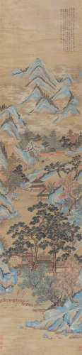 钱杜（1764～1845） 1822年作 秋山楼阁图 立轴 设色绢本