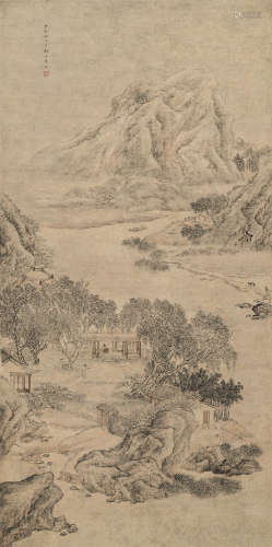 袁江（1662～1735） 溪山草庐图 立轴 设色纸本