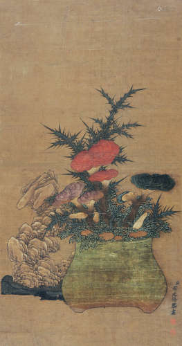 蒋廷锡（1669～1732） 清供 镜片 设色绢本