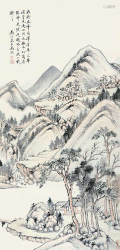 吴琴木（1894～1953） 1923年作 仿大痴山水 立轴 设色纸本