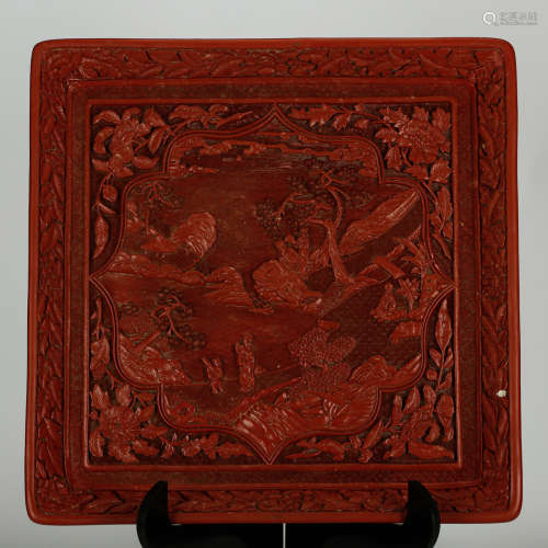 CHINESE CINNABAR LACQUER DISPLAY TRAY
