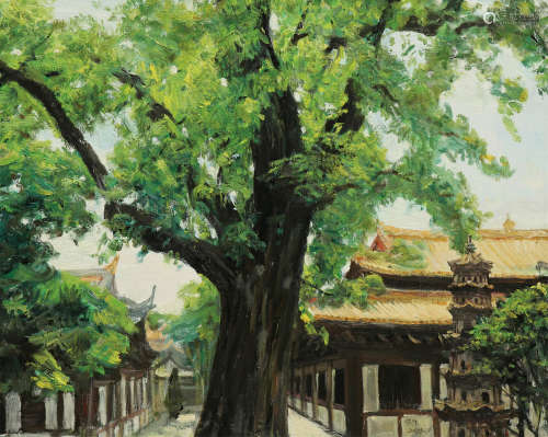 杨尧 光孝寺的菩提树 布面油画