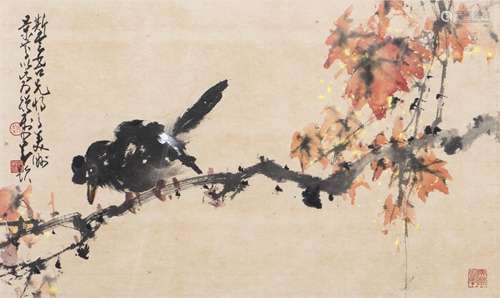 ZHAO SHAO'ANG (1905-1998), BIRD AND FLOWER