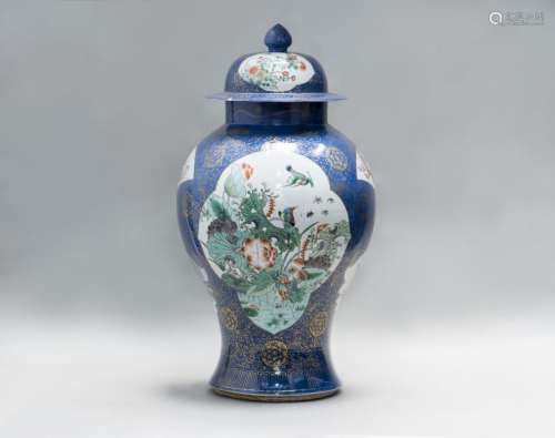 A LARGE WUCAI PORCELAIN JAR WITH COVER, 19TH CENTURY