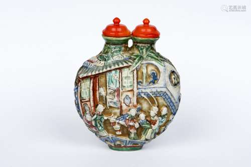 A CONJOINED ENAMEL SNUFF BOTTLE