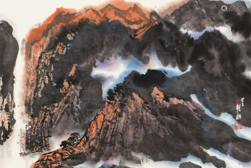 许钦松 癸亥（1983）作 山水 镜片 设色纸本