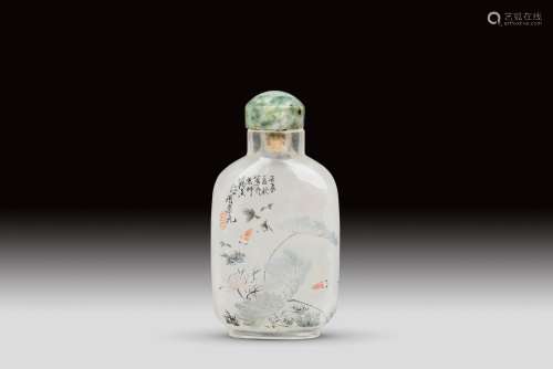 A INSIDE-PAINTED CRYSTAL SNUFF BOTTLE, REPUBLIC PERIOD