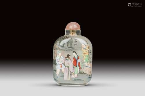 A INSIDE-PAINTED CRYSTAL SNUFF BOTTLE, REPUBLIC PERIOD