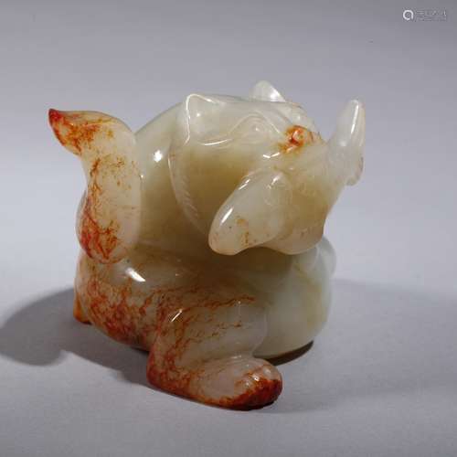 Chinese jade carved lion bear biting fish