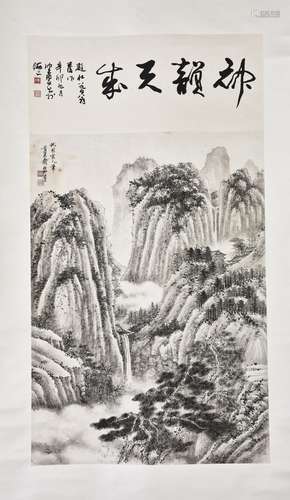 XIE ZHILIU (1910-1997) CHEN PEIQIU (1922-), LANDSCAPE AND CALLIGRAPHY