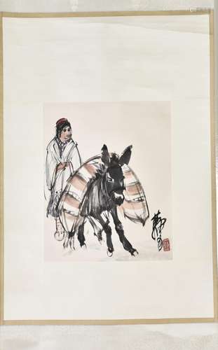 HUANG ZHOU (1925-1997), GIRL AND DONKEY